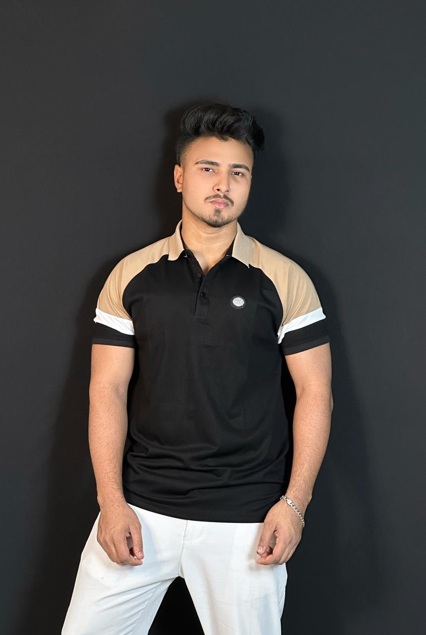 কালো কালার পোলো টি-শার্ট-CLV